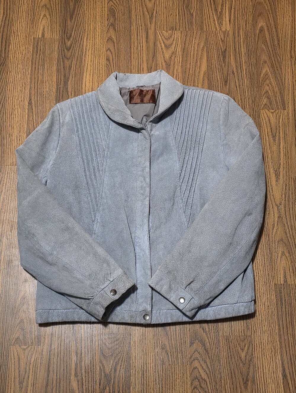 VTG 80s Sears Real Leather Power Shoulder Pleated Jacket Korea Full Zip